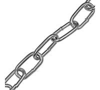 Enrouleur de chaîne Faithfull en acier zingué à maillons A - Acier doux soudé, DIN5685, chaîne à maillons antirouille - Longueur 2,5 mètres, diamètre 5 mm, charge maximale 160 kg