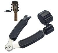 Enrouleur de cordes de guitare, coupe-cordes de guitare noir, outil multifonction 3 en 1, ajusteur de cordes de guitare en plastique, extracteur de broches de chevalet de guitare, pour réparation