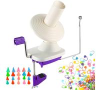 Enrouleur de pelote de fil à commande manuelle pour fil, enrouleur de fil avec installation facile pour le rangement du fil + 20 protège-pointes + 100 aiguilles à tricoter