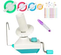 Enrouleur de pelote de fil pratique pour fil, enrouleur de fil et enrouleur de pelote avec installation facile pour le rangement du fil + 1 lot de 4 tailles de pompons, 20 aiguilles à tricoter + 1