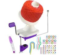 Enrouleur de pelote de fil pratique violet pour fil, ensemble enrouleur de pelote avec installation facile pour le rangement du fil + 53 aiguilles à tricoter + 1 paire de ciseaux
