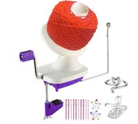 Enrouleur de pelote de fil violet pour fil, installation facile pour le rangement du fil + 2 boucles à tricoter réglables + 10 aiguilles à tricoter + 10 aiguilles en plastique
