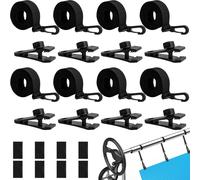 Enrouleur de piscine-Bandes de maintien-Lot de 8 bandes de fixation et pinces-Accessoires pour système d'enroulement mobile-Film solaire mobile pour bâches de piscine