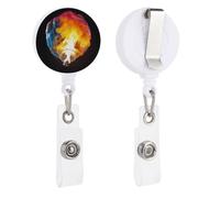 Enrouleur de porte-badge rétractable avec pince crocodile - Ballons colorés sur le feu - Pour employés de bureau, médecins, infirmières