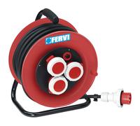 Enrouleur de rallonge electrique 30 m 4x25 cable industriel 380v Fervi a010/30t