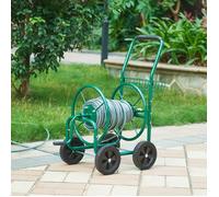 pro.tec Enrouleur de Tuyau de Jardin pour Tuyau 3/4 Pouce jusqu'à 70 m avec 4 Roues et Poignée Enroulable avec Manivelle Mtal PP PU 86 x 44 x 95 cm Vert Noir