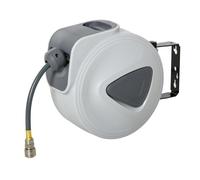 Enrouleur de tuyau à air comprimé - HOMCOM - dévidoir automatique rétractable Ø 9,5 mm 1/4"" BSPT - 10m + 0,9m - gris