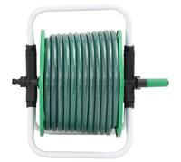Enrouleur de tuyau autonome avec tuyau d'arrosage de 20 m 1/2", kit de support de tuyau pour irrigation de jardin, construction robuste, vert