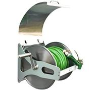 Enrouleur de tuyau, chariot de tuyau d'eau de jardin avec couvercle, support de rangement de tuyaux, support de tuyaux mural/sol en acier inoxydable(Green,40m)