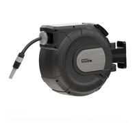 Güde Enrouleur de tuyau automatique 30-2-2 1/2 (pivotant à 180°, pour montage mural, tuyau de 30 m, pistolet à eau, support mural, alimentation automatique, arrêt d'alimentation, poignée de transport,