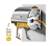 Enrouleur de tuyau d'arrosage en acier inoxydable avec manivelle et couvercle - Rangement facile pour la cour, la ferme et la terrasse