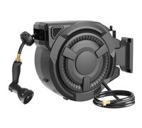 Enrouleur de tuyau d'arrosage mural pivotant à 180° pour verrouillage extérieur à n'importe quelle longueur, système de retour lent, enrouleur de tuyau d'arrosage avec buse à 10 motifs, 1,27 cm x 30,5