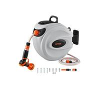 Enrouleur de Tuyau d'Arrosage Mural Rétractable Dévidoir 35m x 12mm 180°