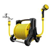 Enrouleur de tuyau d'arrosage portable avec tuyaux de 10 mètres de 1,27 cm, dix vitesses réglables et rangement pratique, application multi-scénarios et aucun assemblage nécessaire, pour le nettoyage