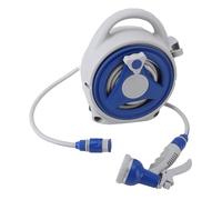 Enrouleur de tuyau d'arrosage rétractable, enrouleur de tuyau portable résistant au soleil avec buse de tuyau d'eau de 15 m, verrouillage de toute longueur/système de retour lent