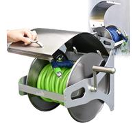 Enrouleur De Tuyau En Métal, Support De Tuyau D'eau En Acier Inoxydable, Ensembles De Pistolets À Eau, 2 Méthodes D'installation Pour Montage Mural/Au Sol - Jardin