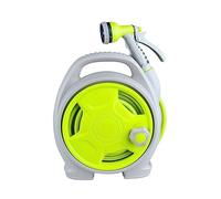 Enrouleur de tuyau, Ensemble d'outils d'arrosage de jardin 15 m/50 pi, chariot enrouleur de tuyau d'extérieur avec tuyau et buse à 6 modes, organiseur de rangement compact for tuyau d'arrosage(Green)