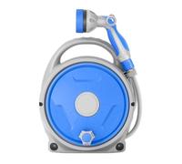 Enrouleur de tuyau multifonction avec buse de pulvérisation réglable - Solution d'arrosage manuelle compacte et portable (12 + 15 m) pour le lavage et le nettoyage des fleurs de voiture