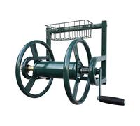 Enrouleur de tuyau Relaxdays, acier inoxydable, 40 m, mural, raccord rapide, H x L x P : 56 x 48 x 42 cm, vert