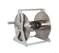 Enrouleur de tuyau Relaxdays, acier inoxydable, pour 50 m (1/2""), sol ou mural, H x L x P : 31 x 50 x 36 cm, argent