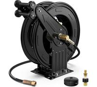 Enrouleur de tuyau rétractable, rembobinage automatique, acier haute performance, pour applications air, huile, eau