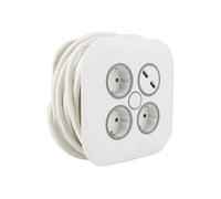 Zenitech - Enrouleur domestique 3 prises Schuko + 2 USB 2,4A 7m - Blanc Blanc