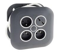 Enrouleur domestique 3 x 2P+T + 2xUSB - 7m - Noir - Zenitech
