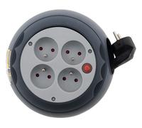 Enrouleur domestique 3m 4 prises 2P+T - Gris - Zenitech