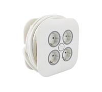 - Enrouleur domestique 4 prises Schuko 7m - Blanc