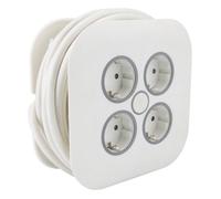 Enrouleur domestique 4 prises Schuko 7m - Blanc - Zenitech