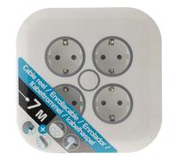 Enrouleur Domestique 4 Prises Schuko 7m - Blanc - Zenitech