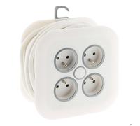 Enrouleur domestique 4x16A 2P+T fiche extraplate 3G1mm² 7m - Blanc - Zenitech