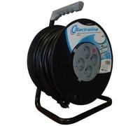 Electraline 20867018G Rallonge Prolongateur électrique 40 m avec enrouleur 4 Prises 16 A section 3G1,5 mm² Gris