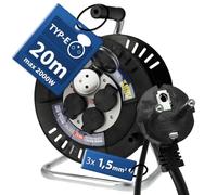 Enrouleur Électrique 20 m 4 Prises Type E avec Terre 3×1,5mm² 230V IP44