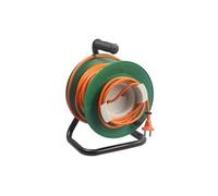 Enrouleur sans Prise 2x1,5 mm² 25m Pied métal + Coupe Circuit - Vert/Orange - Zenitech