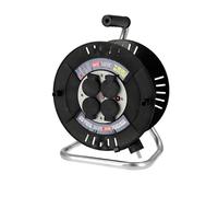 Enrouleur Électrique 4 Prises Type E avec Terre 30m Noir - Rallonge Extérieure 3×1,5 mm² 230V 2000W pour Jardin, Terrasse, Garage - Enrouleur de Chantier - Horoz Electric