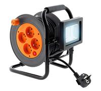 Enrouleur électrique 4 x 2P+T + projecteur LED 15m - Orange - Zenitech