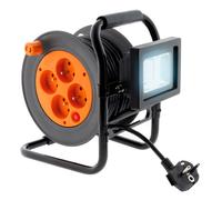 Enrouleur électrique 4 x 2P+T + projecteur LED 15m - Orange - Zenitech