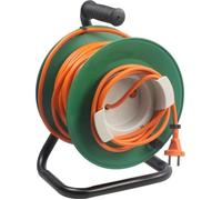 Enrouleur éléctrique ZENITECH 25m - sans prise - avec pied en métal et coupe circuit - 2x1,5 mm²