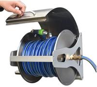 Enrouleur En Acier Inoxydable Avec Couvercle, Ensemble D'enrouleurs De Tuyau, Support D'enrouleur De Tuyau D'eau De Jardin Mural/Portable For Cour, Pelouse, Ferme, Jardinage De Patio(40 Meters)