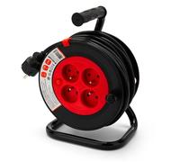 VELAMP REEL-FR-15 - Enrouleur Rallonge Électrique 15M, Rallonge Prolongateur Multiprise avec 4 Prises IP44 (2P+T) + 1 Fiche FR 16A - Câble H05 VV-F 3G1,5 mm² - Bricolage, Chantier, Jardin, Certifié NF