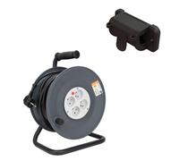 Zenitech - Enrouleur H05VV-F 4 prises 25m 3G1,5 + coupe-circuit + support