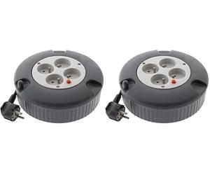 Enrouleur H05VV-F 4 Prises 3G1,5mm² 4m + Coupe-Circuit - Gris - Zenitech (Lot de 2)