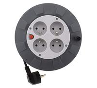 Enrouleur H05VV-F 4 prises 3G1mm² 5m + coupe-circuit - Gris - Zenitech