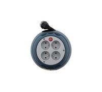 Zenitech Enrouleur H05VV-F 4 prises 3G1,5 mm² 4 m avec coupe-circuit – Gris