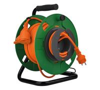 Enrouleur Jardin IP44 35m Prise 16A 2P+T et Coupe Circuit - Vert/Orange - Zenitech