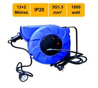 Enrouleur mural auto 15m 3G1.5 avec voyant + disjoncteur thermique