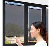 Enrouleur Noir pour Fenêtres Pare Soleil Rétractable Store à Occultant avec Ventouses Portable Store sans Perçage pour Cuisine Balcon Et Intérieur (45×125cm)