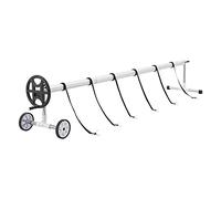 Enrouleur pour Bâche de Piscine à Roues Longueur Extensible Entre 300-630 cm Manivelle Antidérapante Aluminium Plastique ABS Polypropylène PVC Acier Blanc Noir Argenté