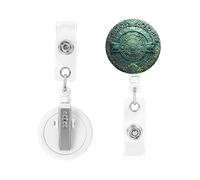 Enrouleur pour badge rétractable et robuste avec clip - Calendrier maya - Porte-badge de fin du monde - Pour infirmière, médecin, employés de bureau
